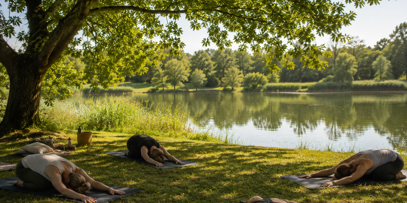 A flowing morning Pilates class beside the water — Summer Sunrise at The Shift Retreats